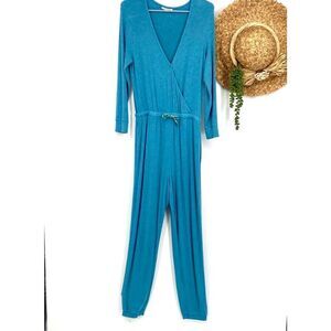 Roller Rabbit Agatha Jumpsuit Ribbed Pajamas One-Piece Drawstring Pockets Soft &
